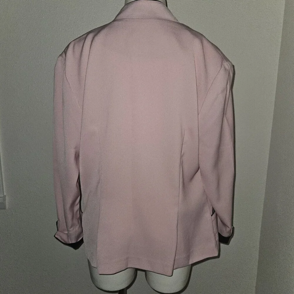 Dressbarn Pink Black Blazer Jacket Striped Tank Top Matching Set Size 10